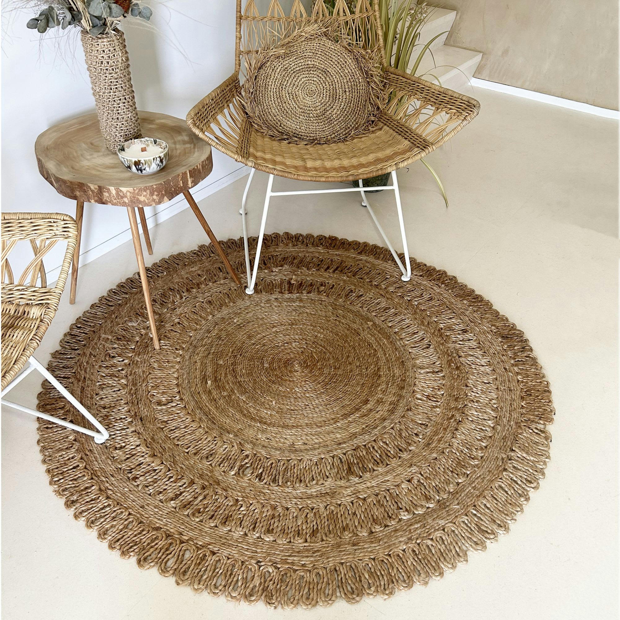 JERICO - Tapis rond en jute tissé à la main Ø140cm