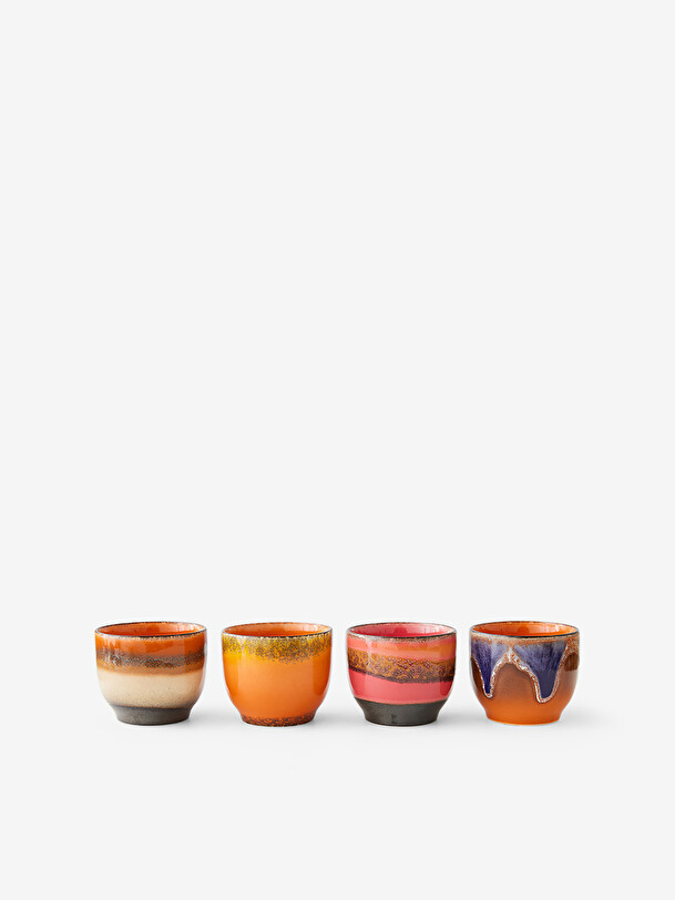 Set de 4 tasses a cafe 70s ceramique - hk living multicolore