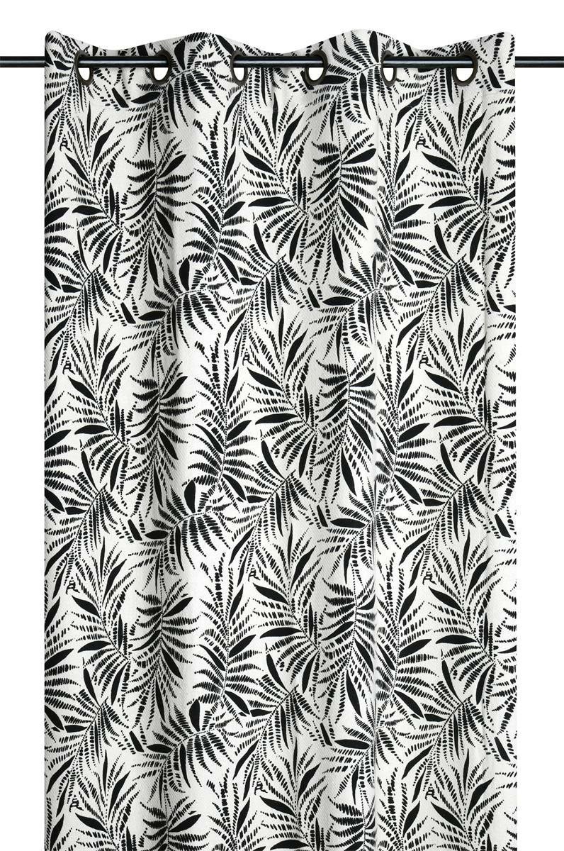 Zasłona ziana 140x260 cm czarny tropikalny wzór