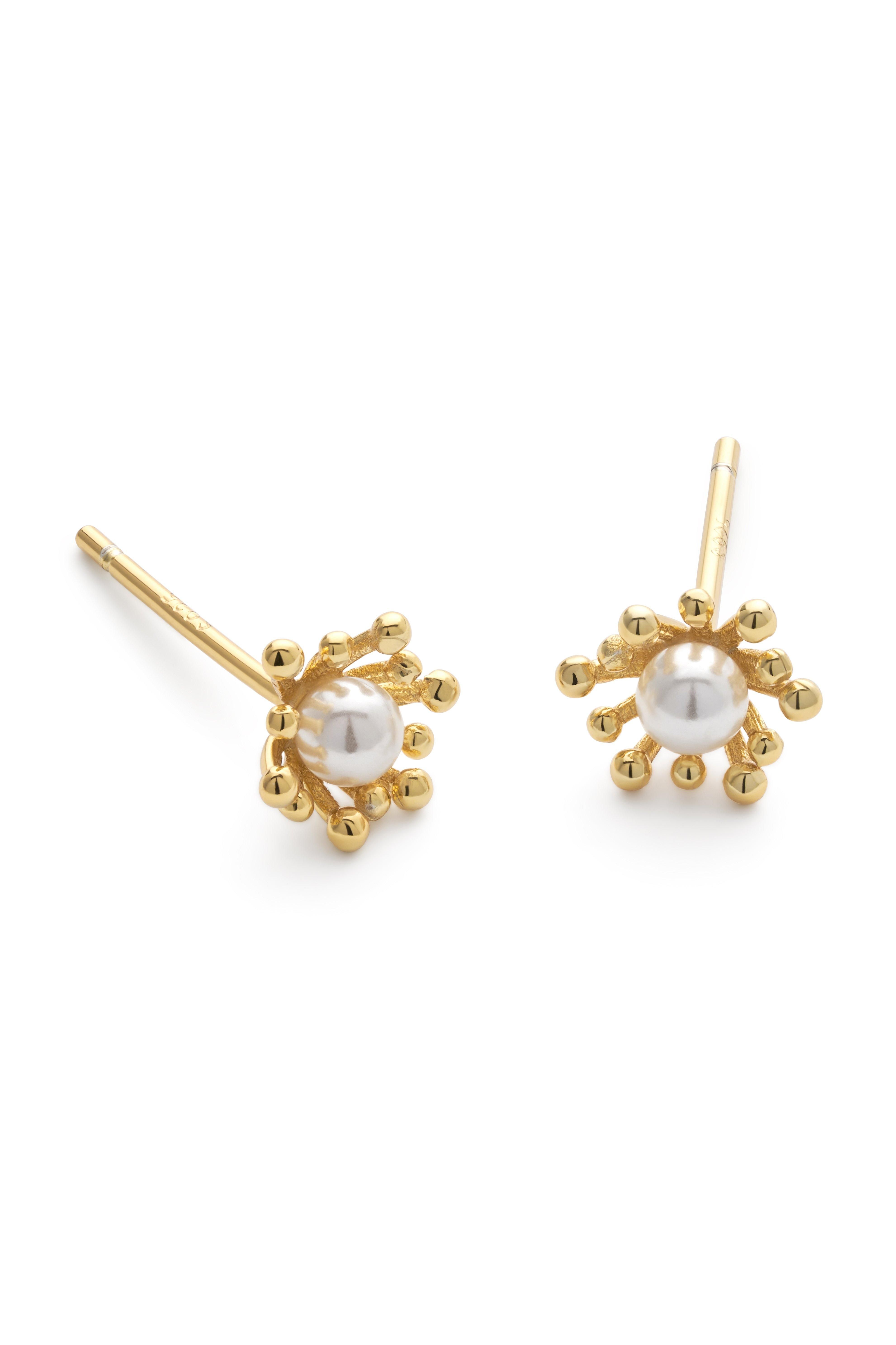 Elk & Bloom 14k Gold Pearl Flower Wreath Floral Earrings