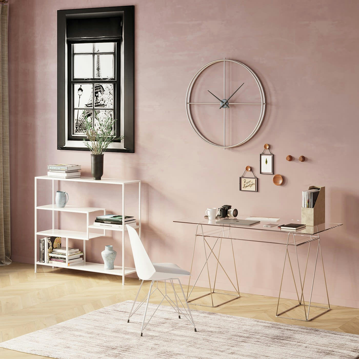 WIRE - Chaise blanche et acier