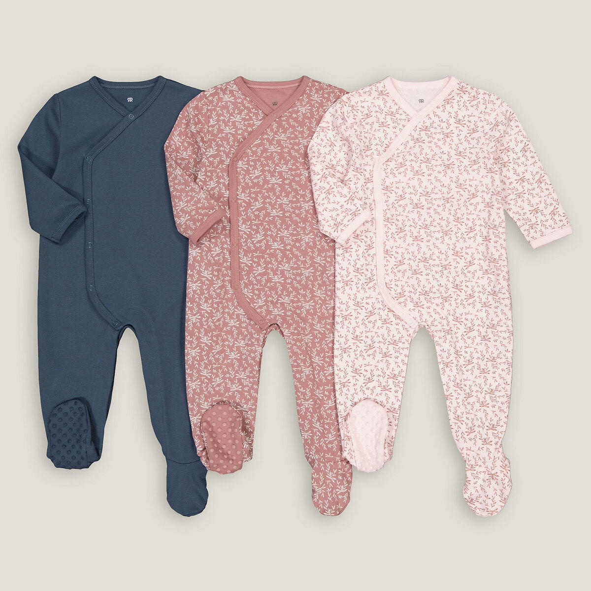 Lot de 3 pyjamas naissance en coton