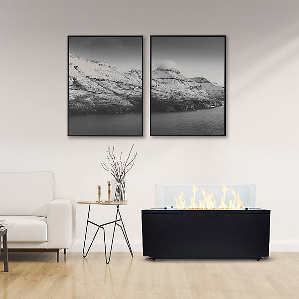 Cheminée bioéthanol sur pied CARAVAGGIO noire pour intérieur/extérieur L100xP40xH40 cm