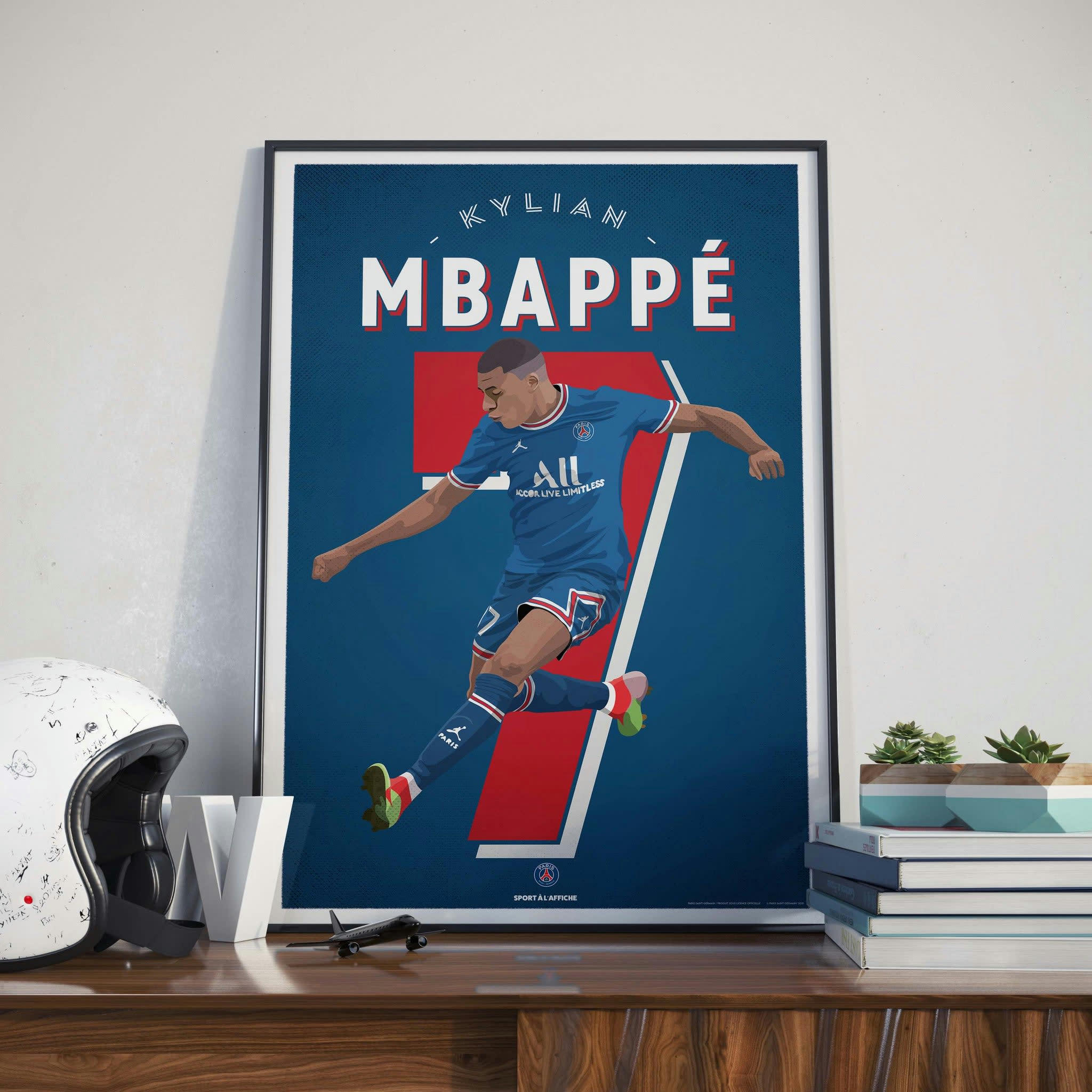PSG - Affiche Football PSG - Illustration Kylian Mbappé 40 x 60 cm