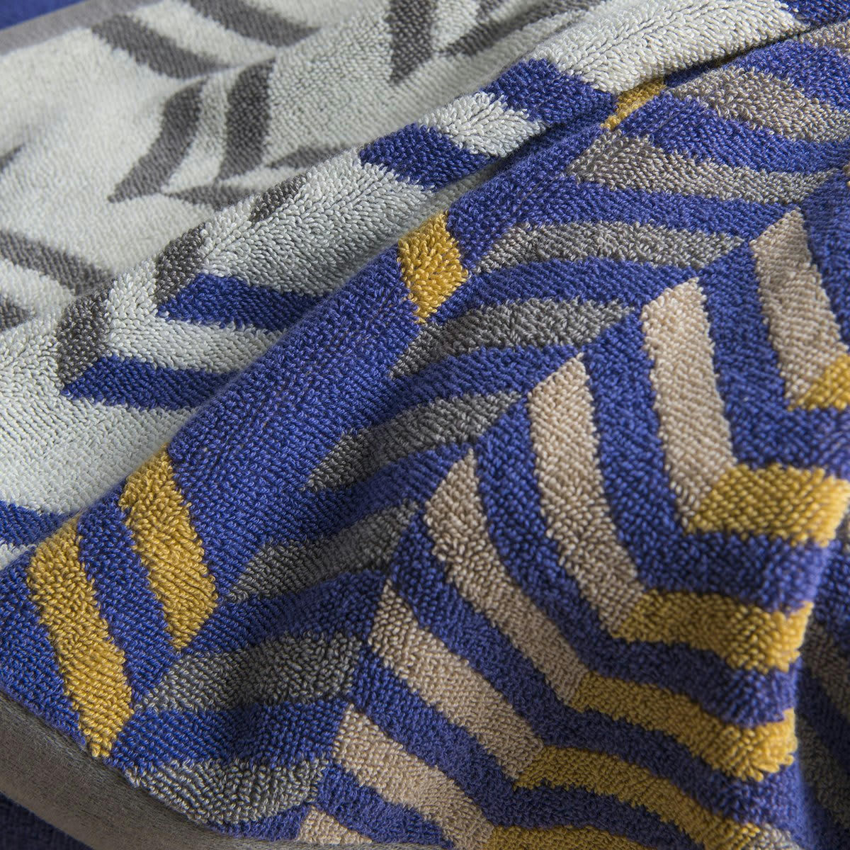 ARCHIMÈDE - Serviette coton bleu foncé rayé 50x100 cm