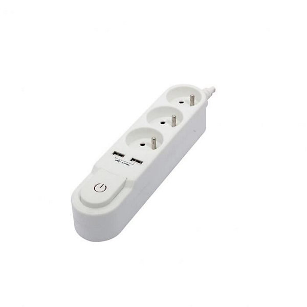 Multiprise Design 3x16A   2xUSB 1,5m - blanc - Chacon