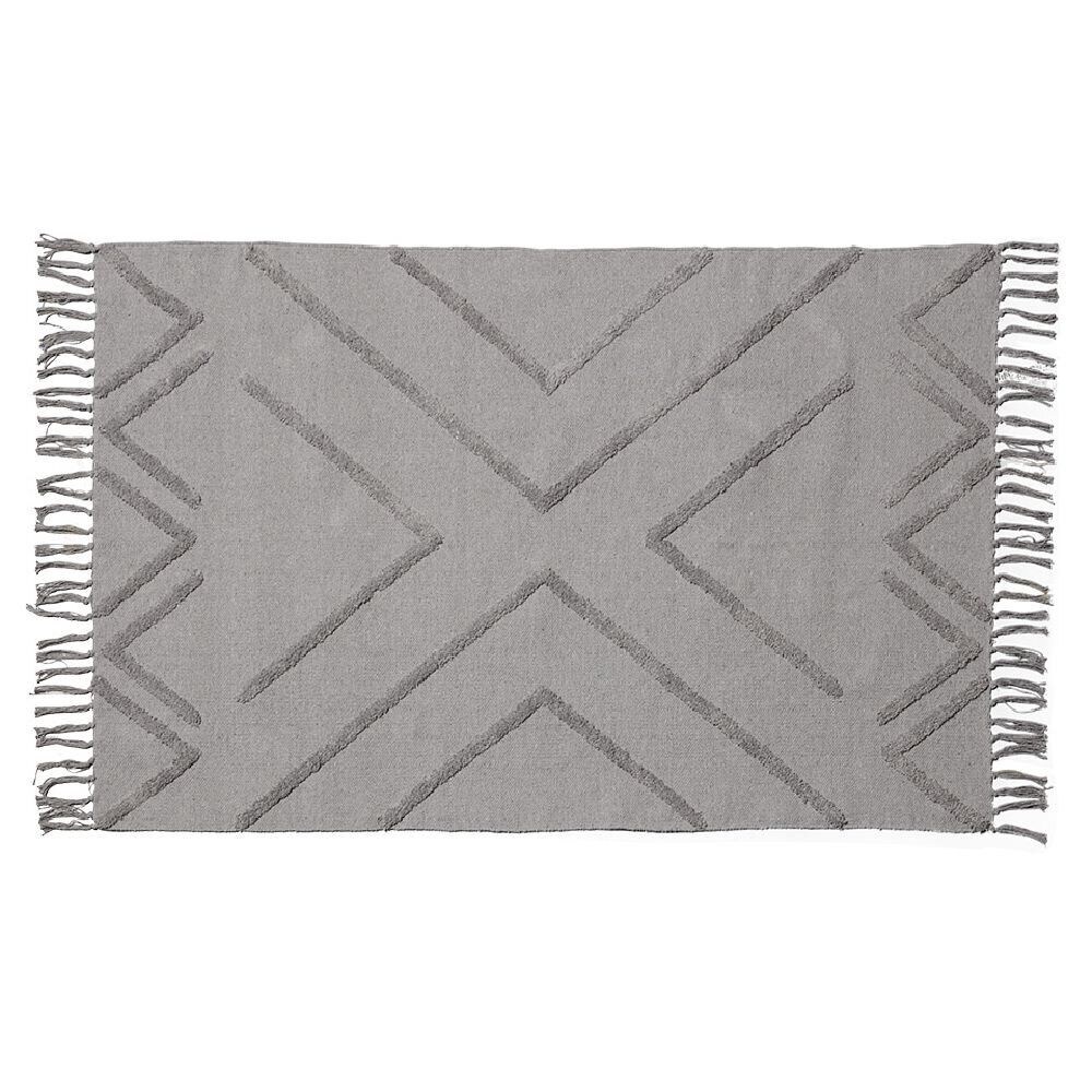 Tapis rectangulaire coton tufté gris 100x150 cm