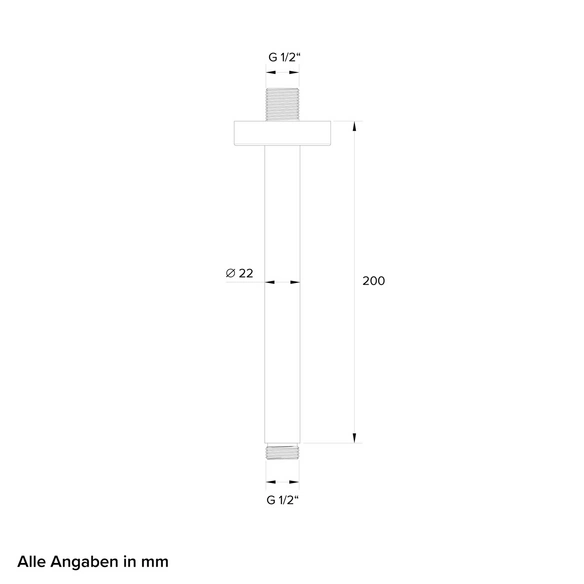 Brausearm zur Deckenmontage, Messing, chrom, Länge: 20,0 cm