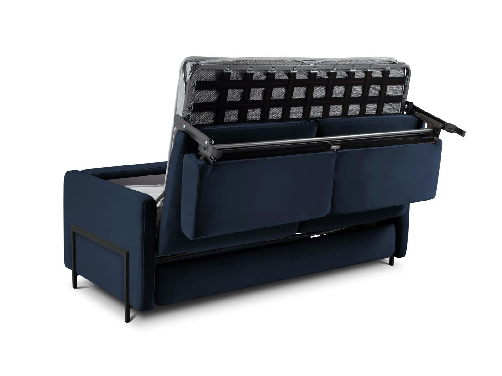 YANIS - Canapé Convertible 3 places en Velours Bleu Roi