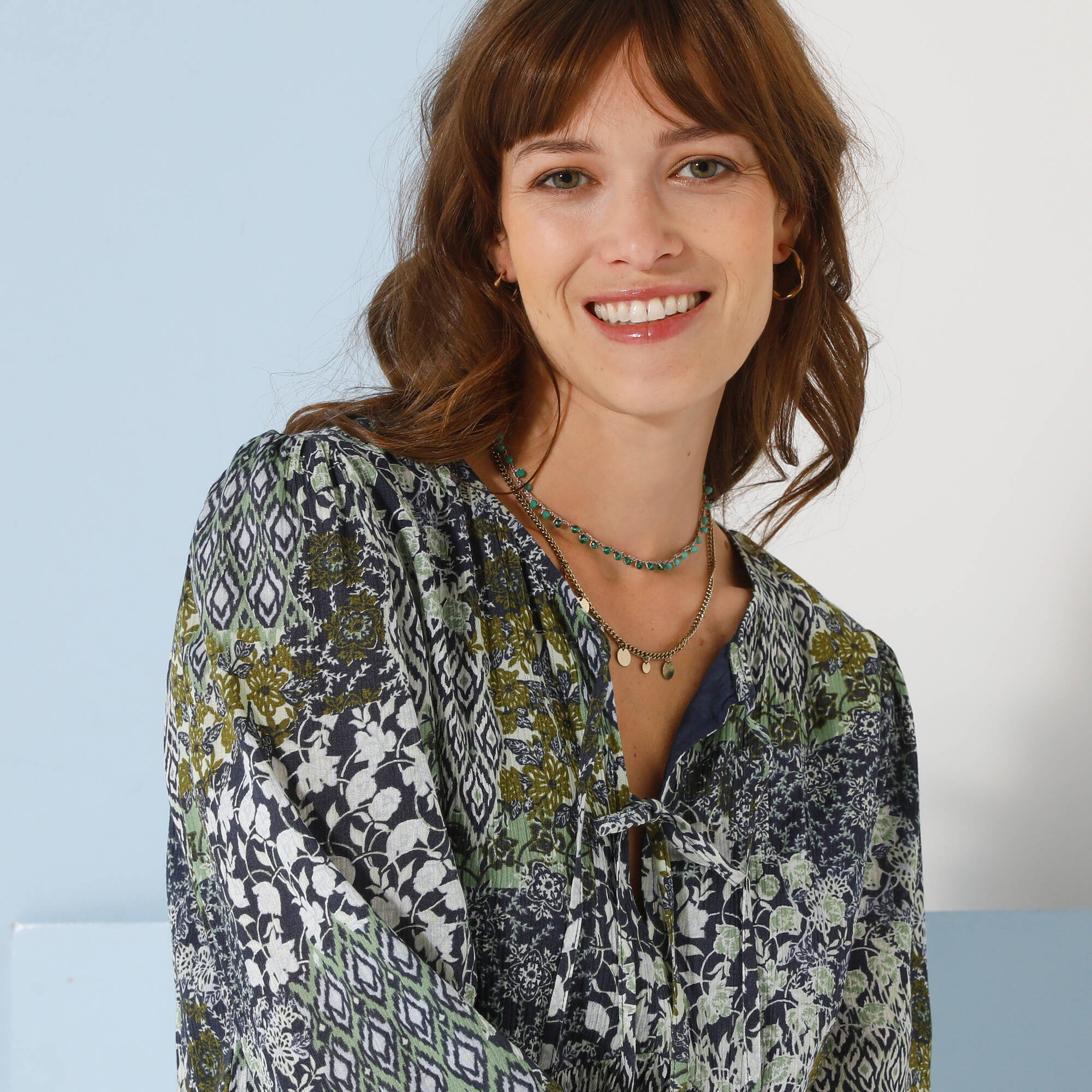 Robe évasée à volant, imprimé
