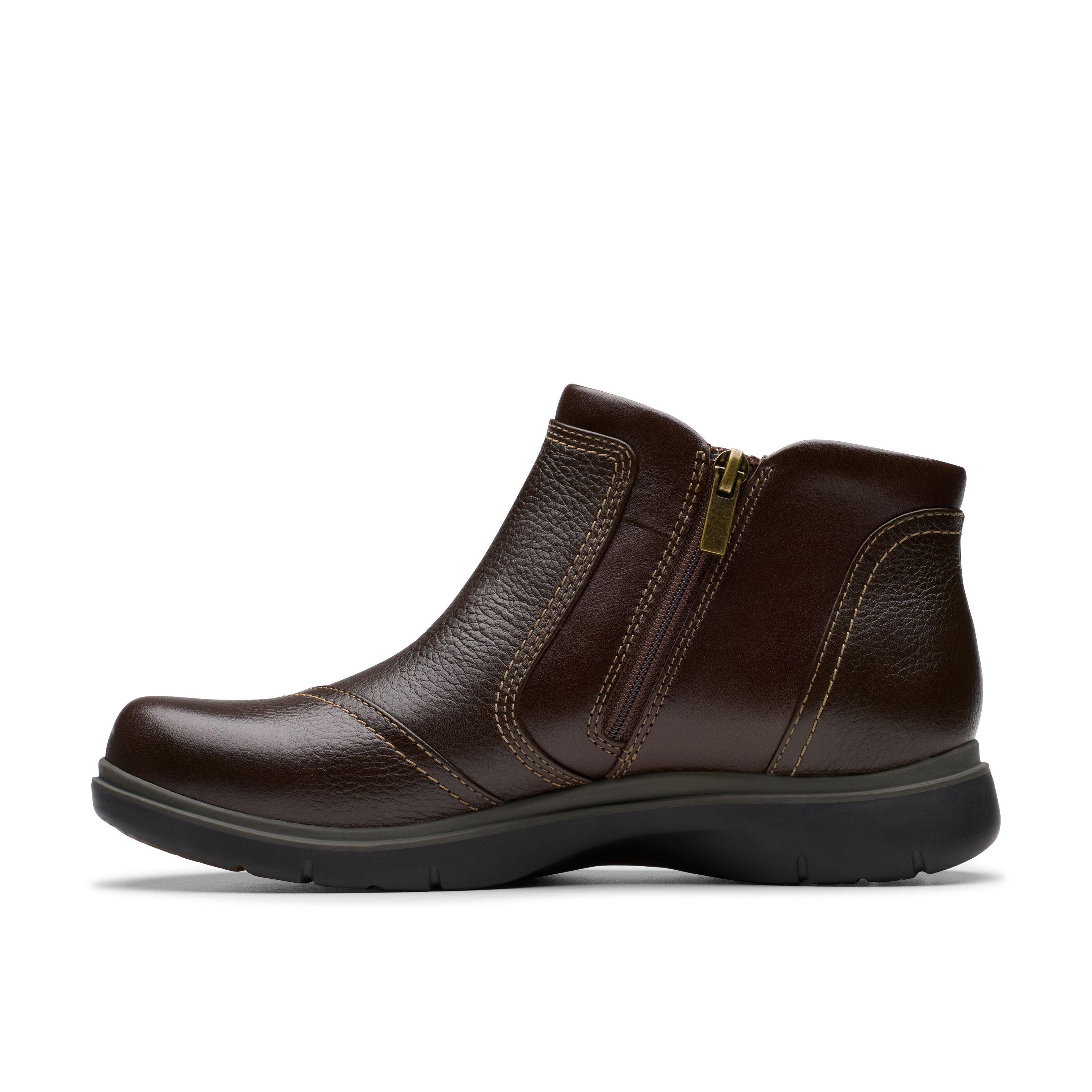 Clarks Certina Joy Dark Brown Leather Ankle Boots