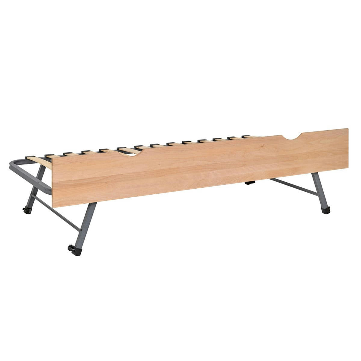 KALA - Ensemble sommier gigogne avec façade 90x190 cm effet bois naturel