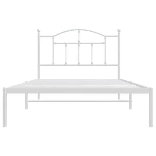 NNEVL Metal Bed Frame with Headboard White 107x203 cm King Single