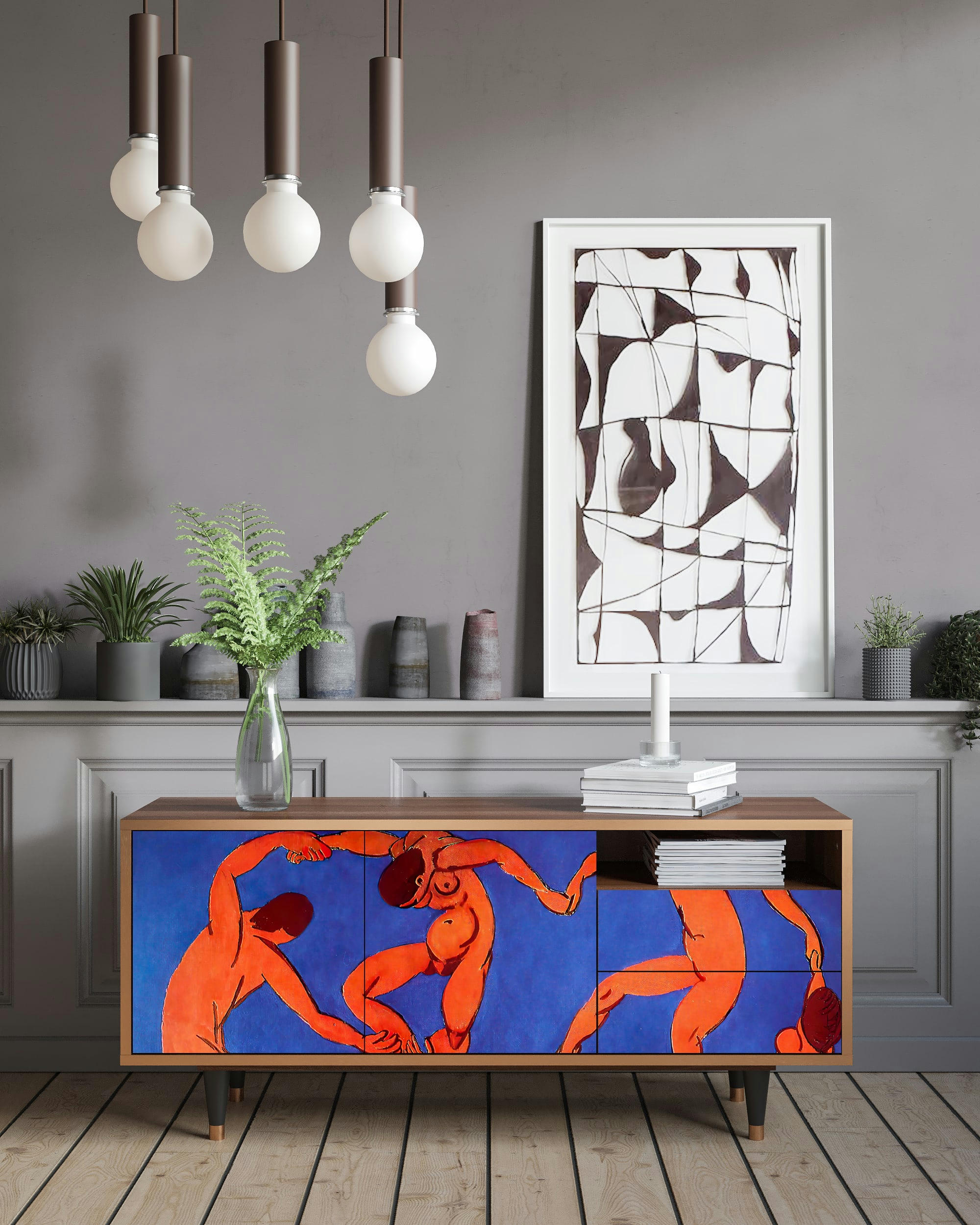 THE DANCE BY HENRI MATISSE - Meuble TV  multicolore 2 tiroirs et 2 portes L 125 cm