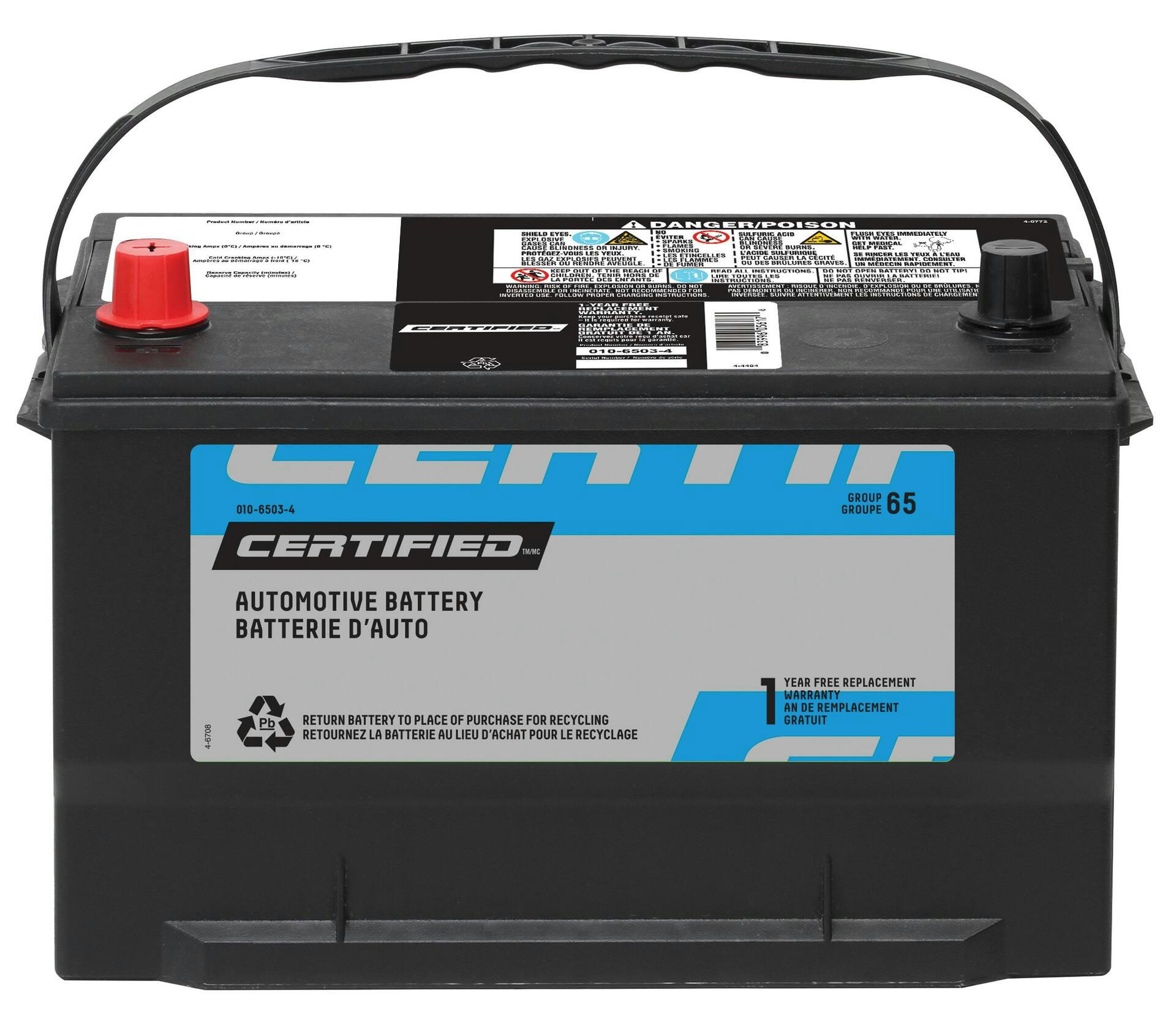 Certified Group Size 65 Battery, 725 CCA