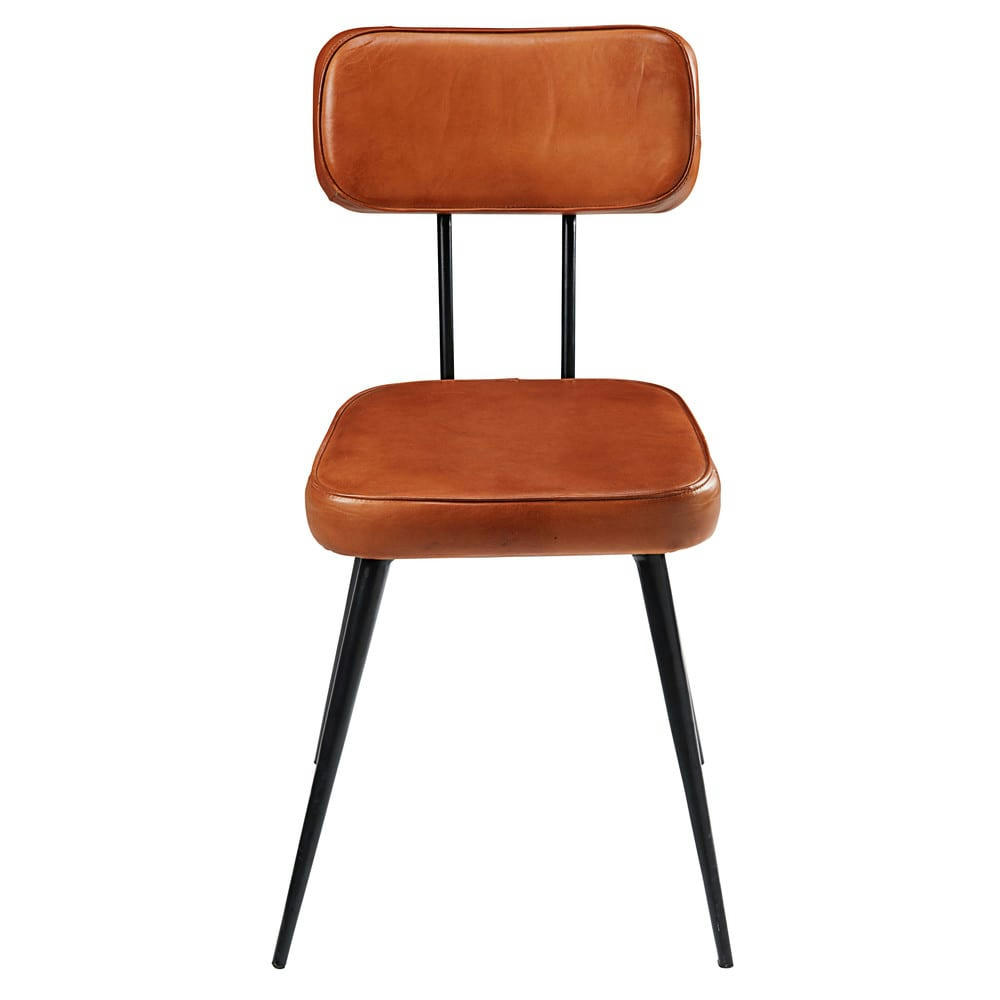 Clapper - Chaise en cuir de chèvre et métal noir