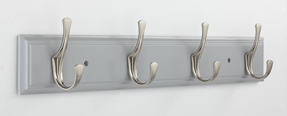 CANVAS Voisin Stainless Steel 4-Hook Rail, Flint Grey, 27-in