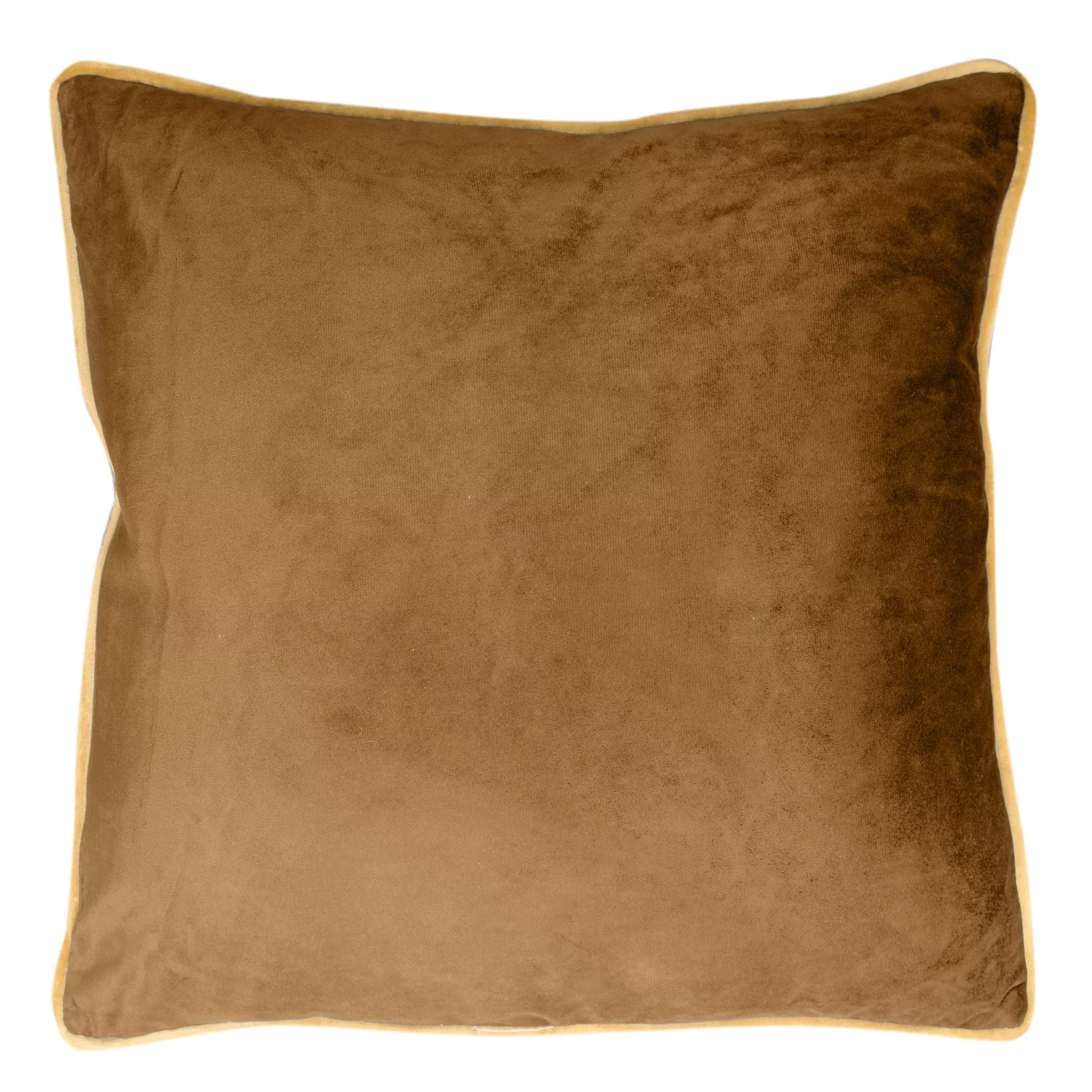 Poszewka na poduszkę 45x45 cm welwetowa miodowo, złota z ozdobną wypustką BUTTI