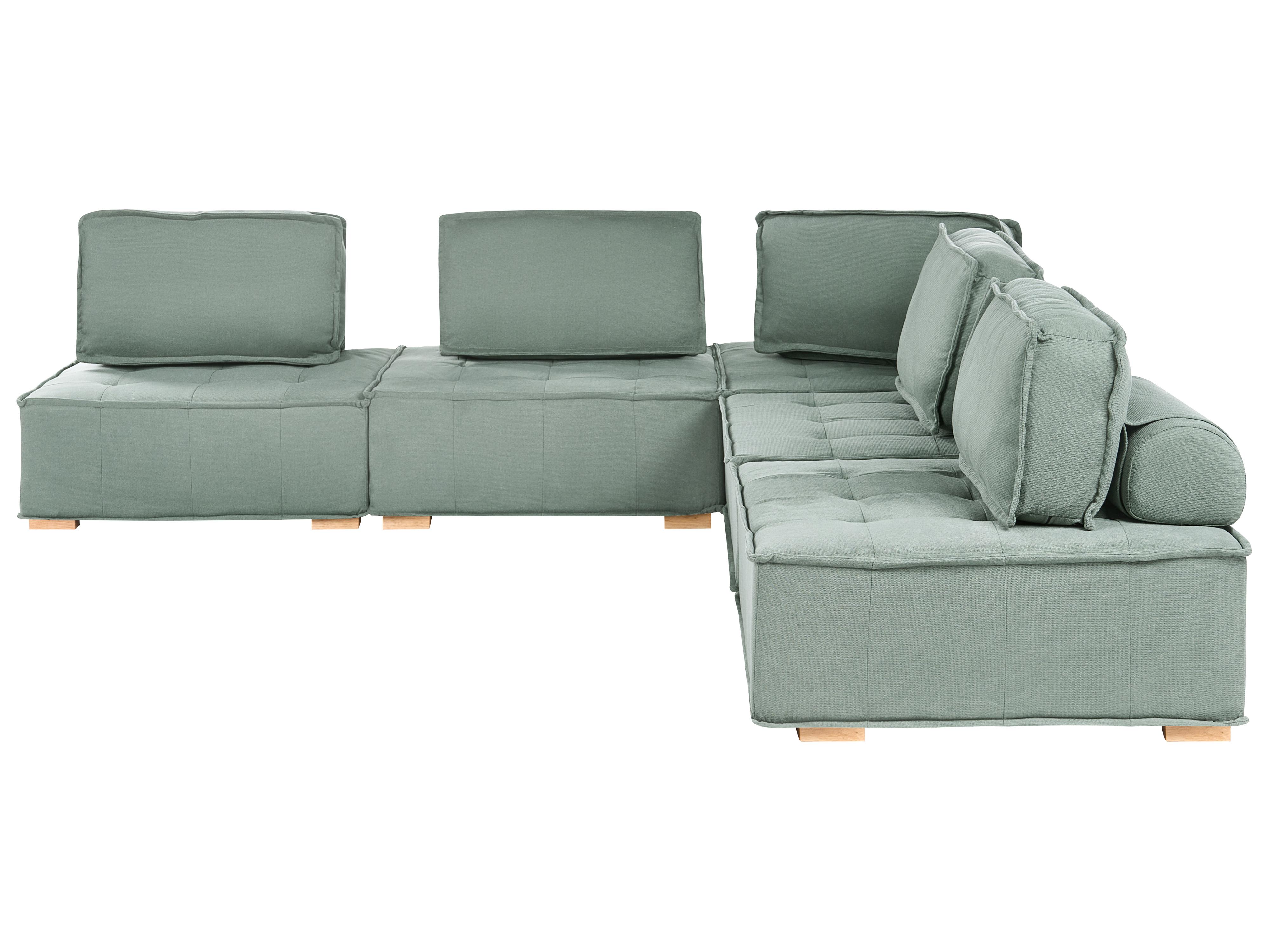 Modular Corner Sofa 5 Seater TIBRO Fabric Light Green Left Hand