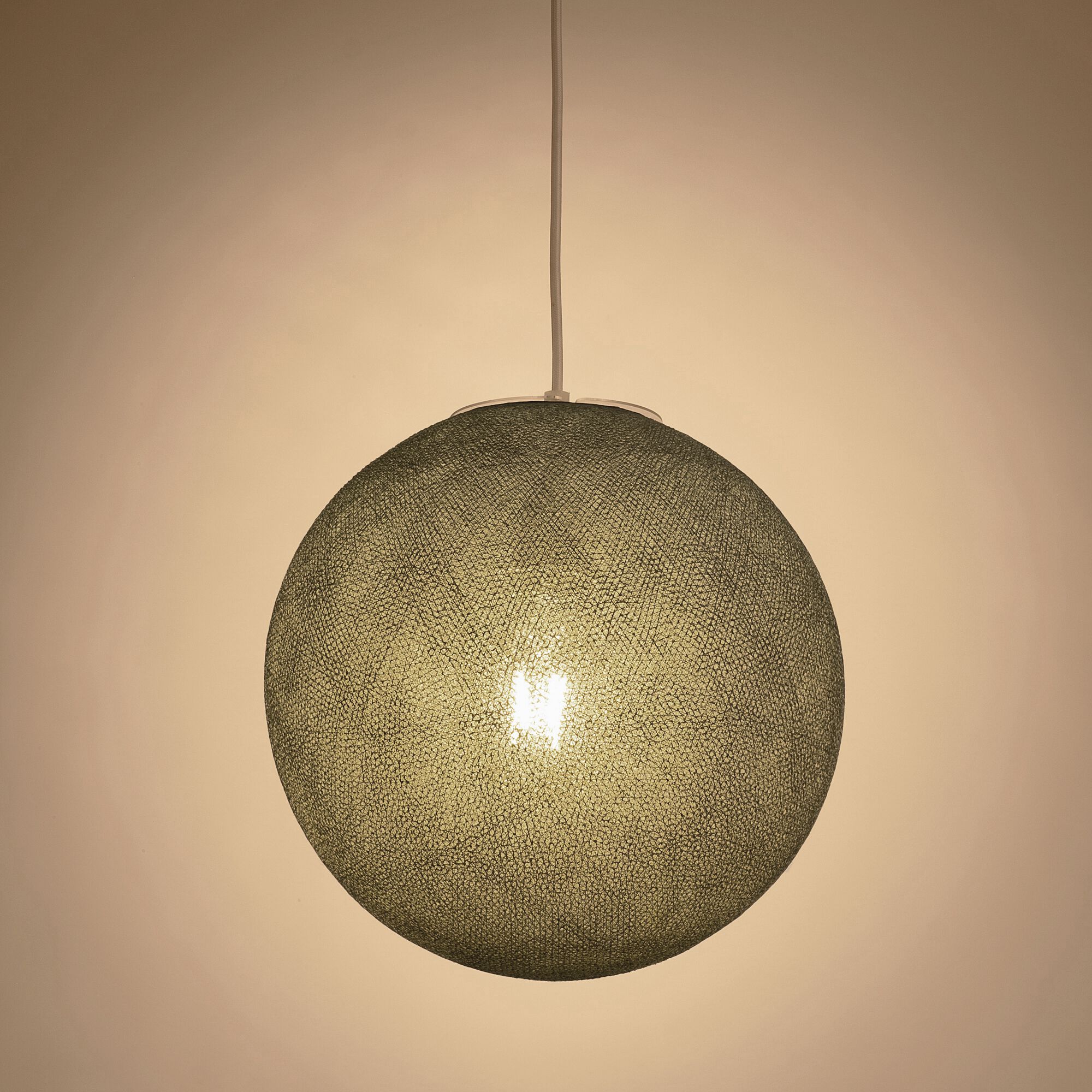 LUNA - Suspension électrifiée globe en tissu D31cm - vert de gris