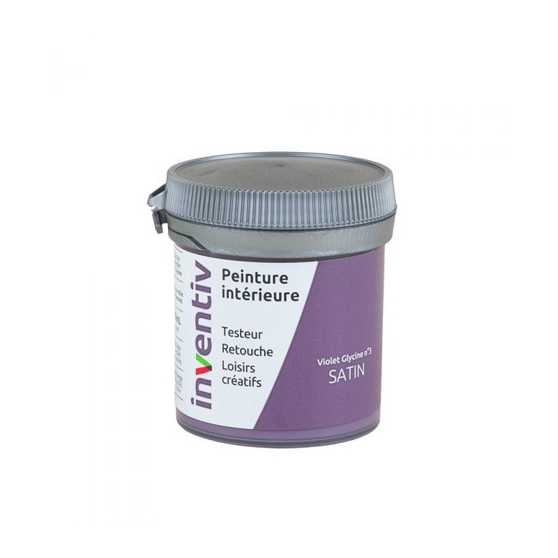 Testeur peinture pour mur boiserie radiateur Violette Glycine satiné 0,08 L INVENTIV
