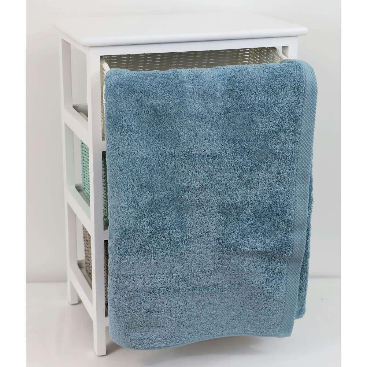 DRAP DE DOUCHE ESSENTIELLE - Drap de douche éponge en coton bleu lagon 70x140 cm
