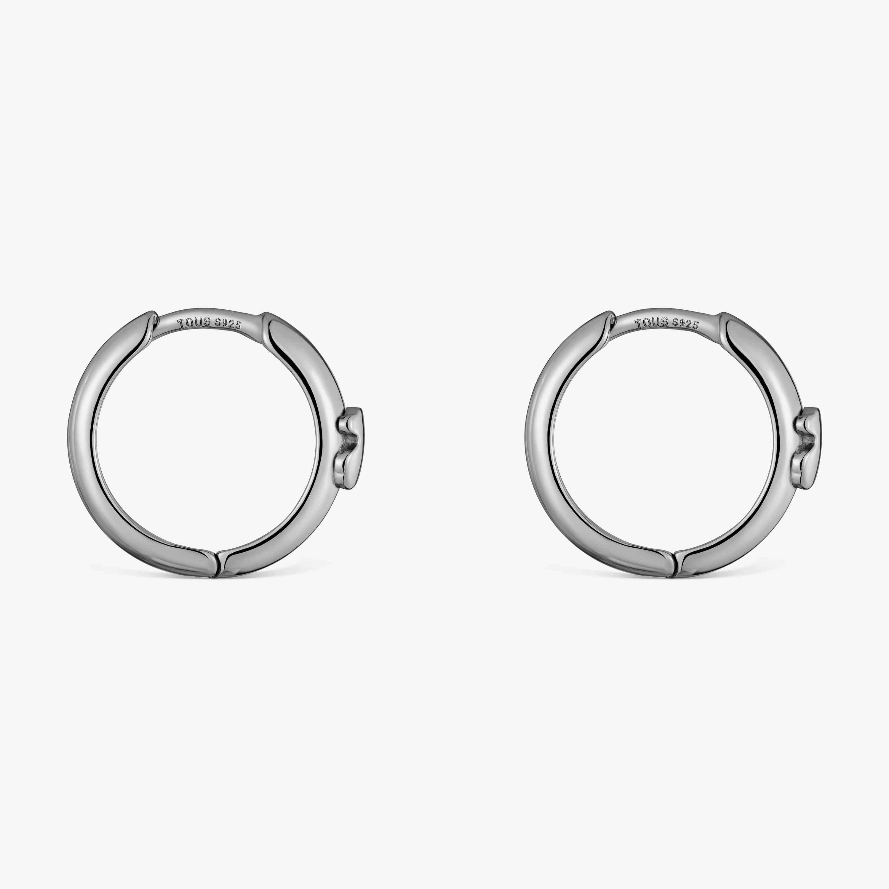Pendientes aro con oso de plata dark silver 12 mm TOUS Basics