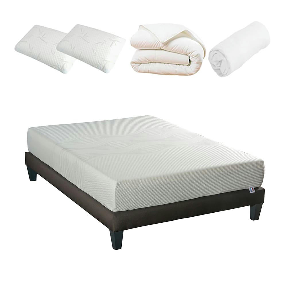 SENSITIVE - Ensemble  140x200  Matelas + Sommier + Accessoires