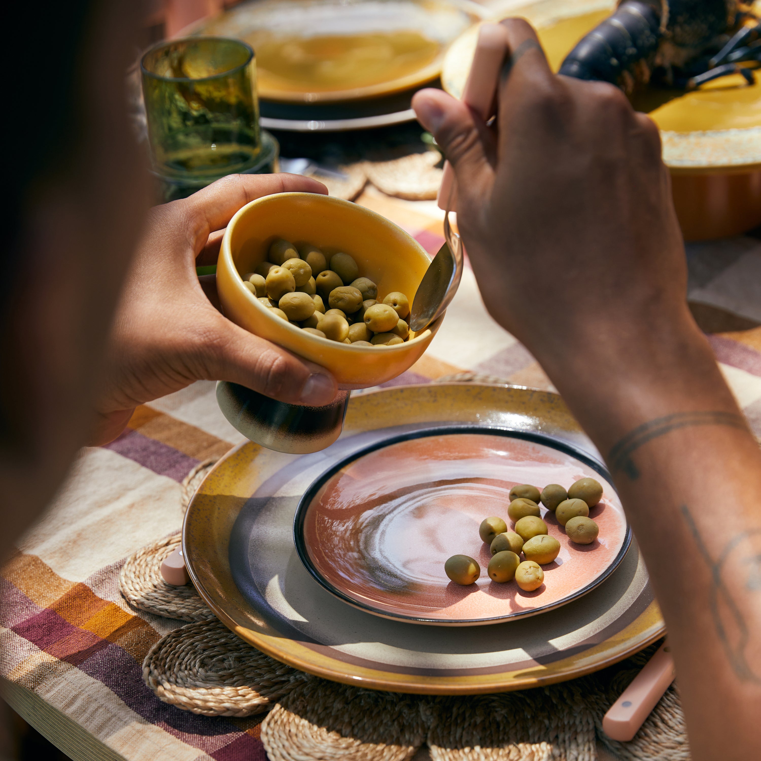 HKliving 70's Ceramics Dinerbord Ø 27,5 cm - Set van 2 - Coconut