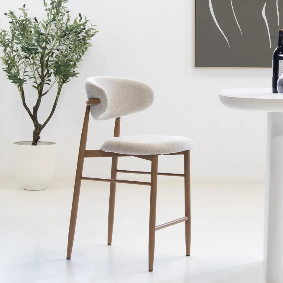 Barkruk Beige/Naturel - Zithoogte 75cm - Alexia - Set van 2