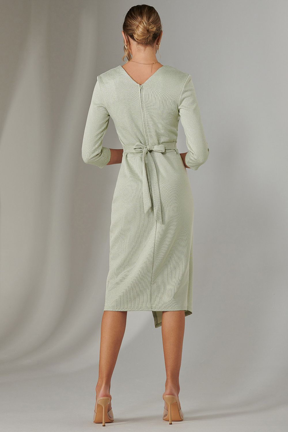 Jolie Moi Metallic Wrap Bodycon Dress