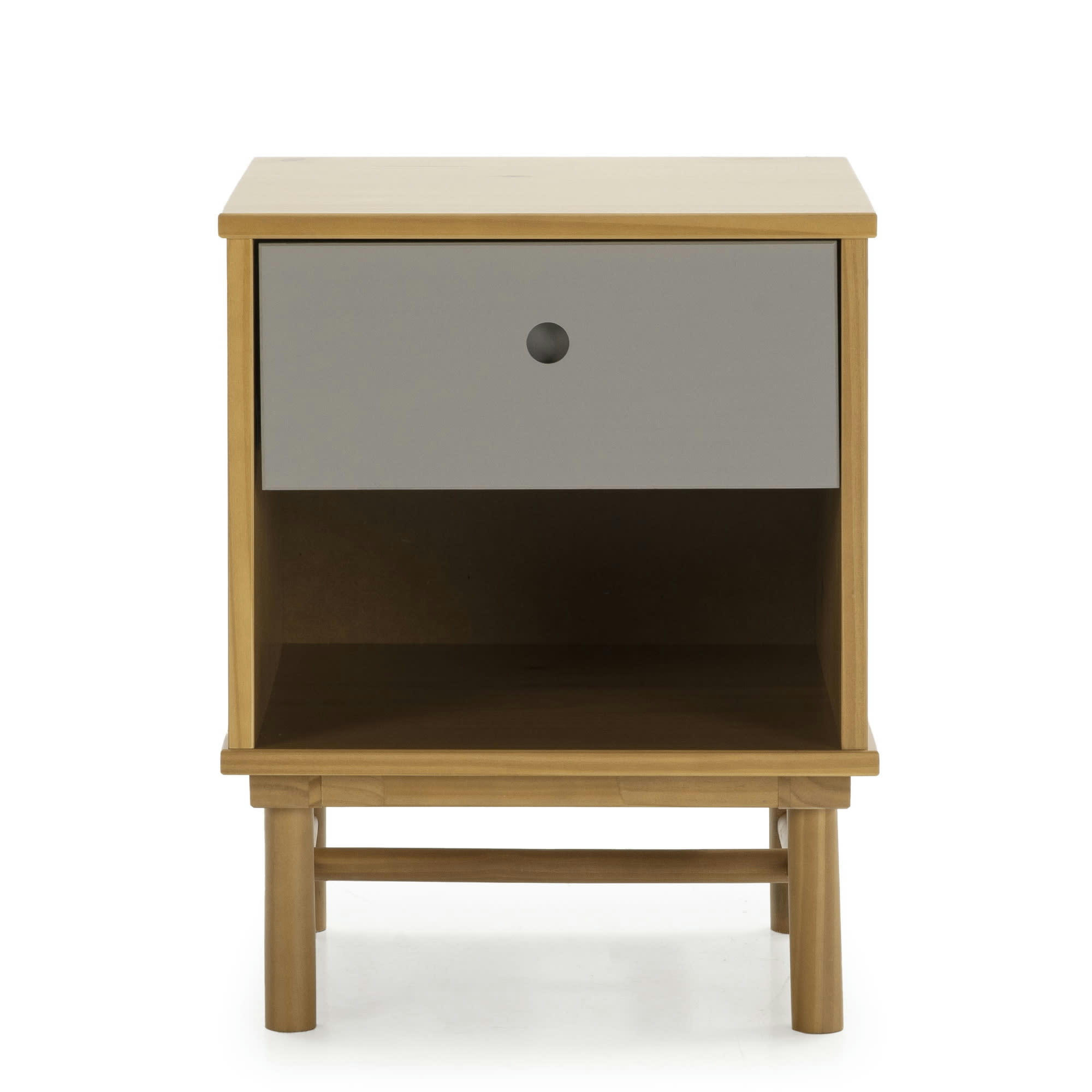 MAGNUS - Table de chevet 1 tiroir couleur bois et gris, bois massif