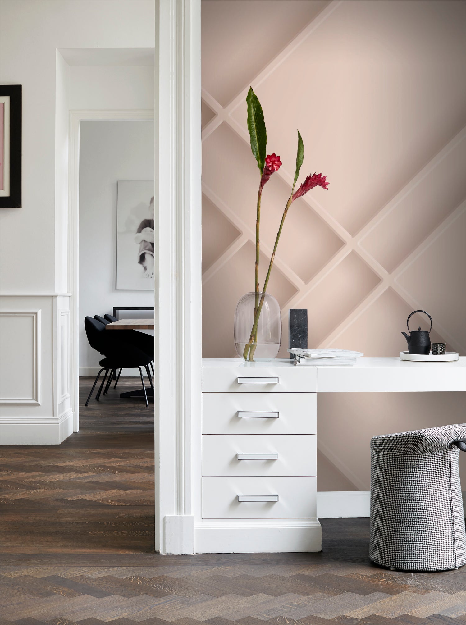 Origin Wallcoverings fotobehang wandpanelen diagonaal oudroze - 200 x 279 cm - 357335
