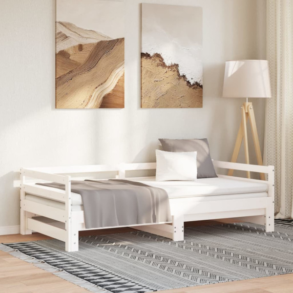 Łóżko Drewniane Rama Łóżka Sofa Biała Do Sypialni Pokoju 2x(90x190) cm