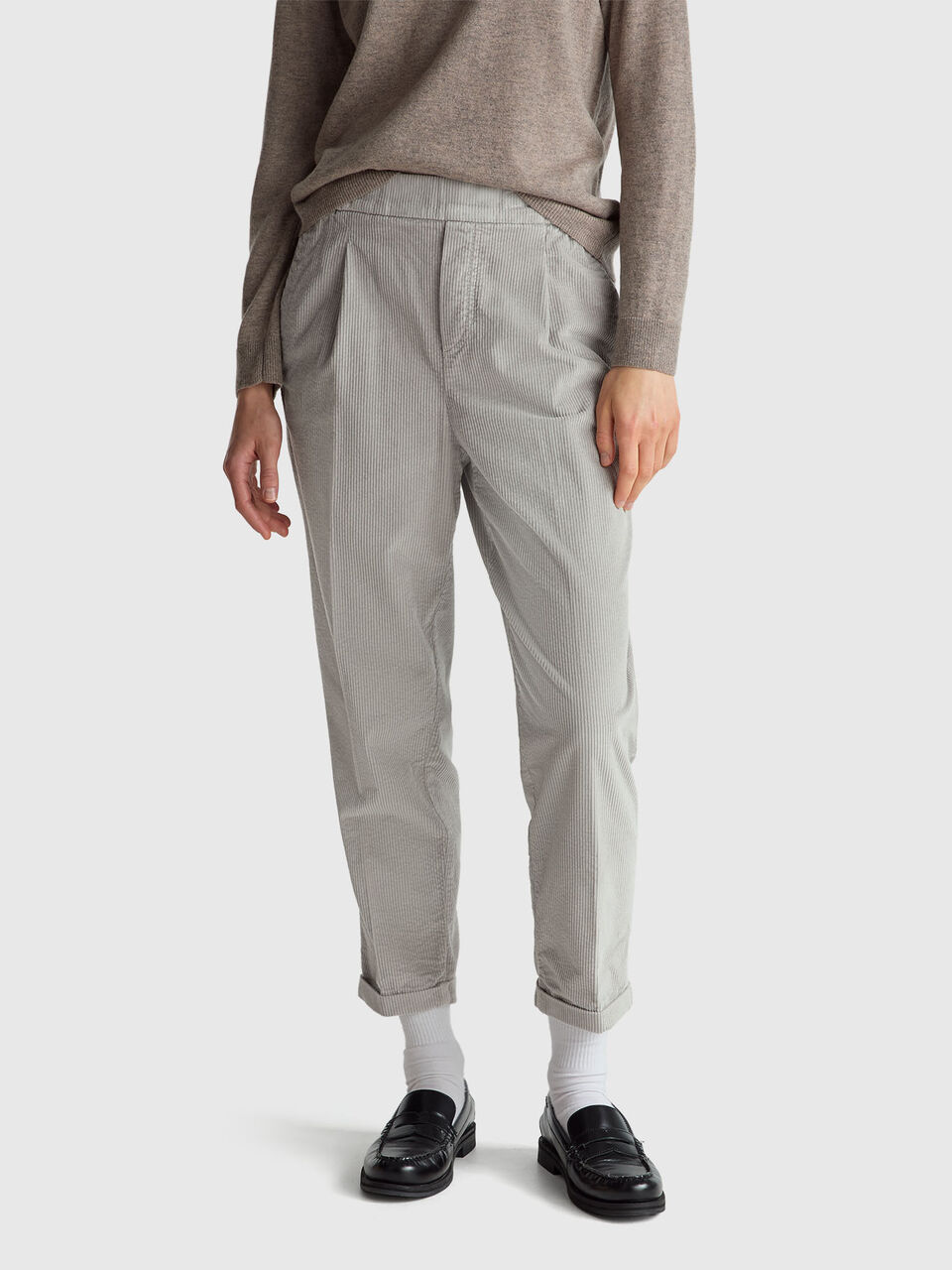 Chinos in velvet with stretch waist