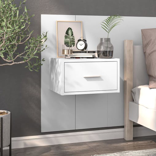 NNEVL Wall-mounted Bedside Cabinets 2 pcs High Gloss White