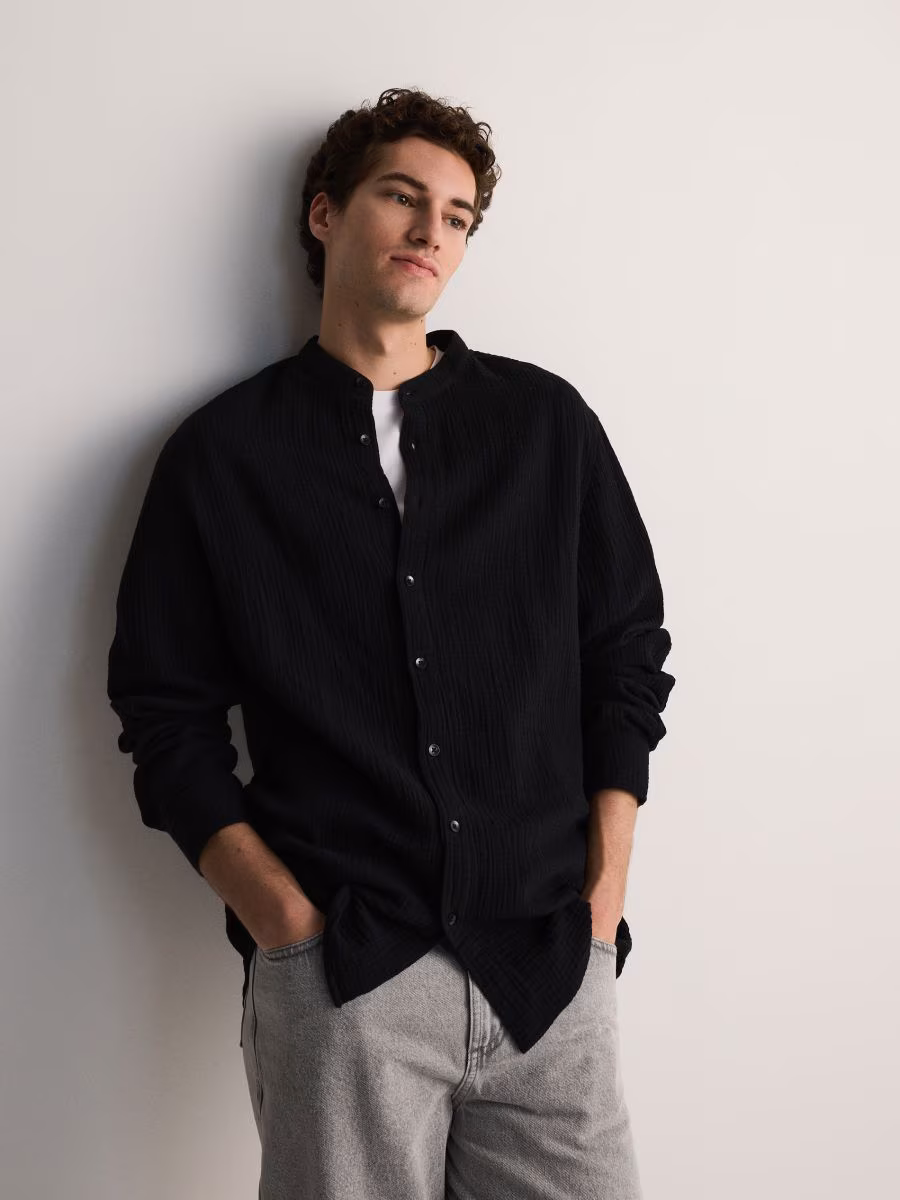 Regular Fit Mandarin Collar Shirt