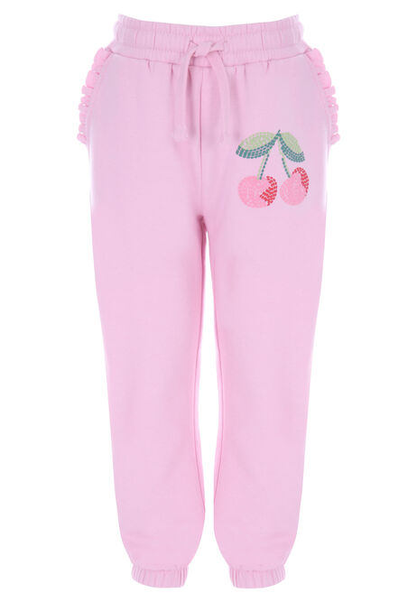 Younger Girls Pink Cherry Print Joggers