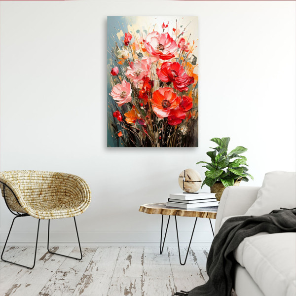 Feeby Obraz nowoczesny, Kwiaty Maki Impasto 40x60