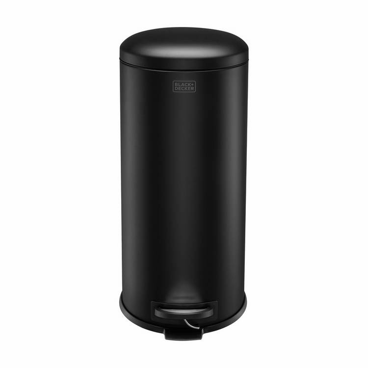 Black   Decker 30 Litre Dome Lid Pedal Bin - Black
