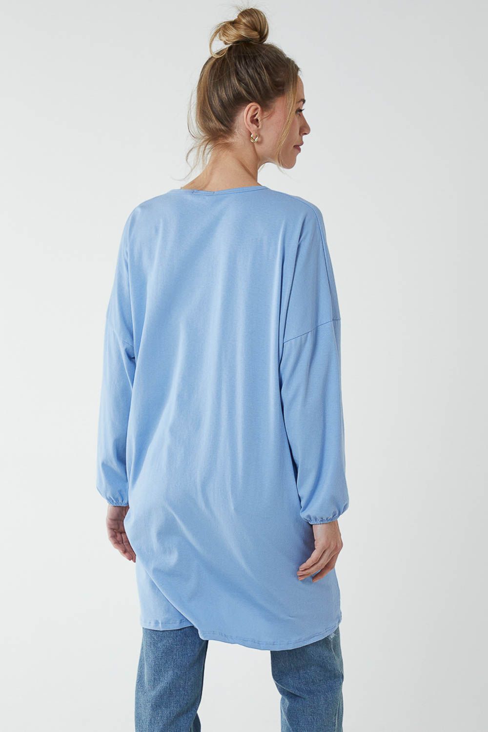 Blue Vanilla Twist Front Cotton Tunic With Side Pocket