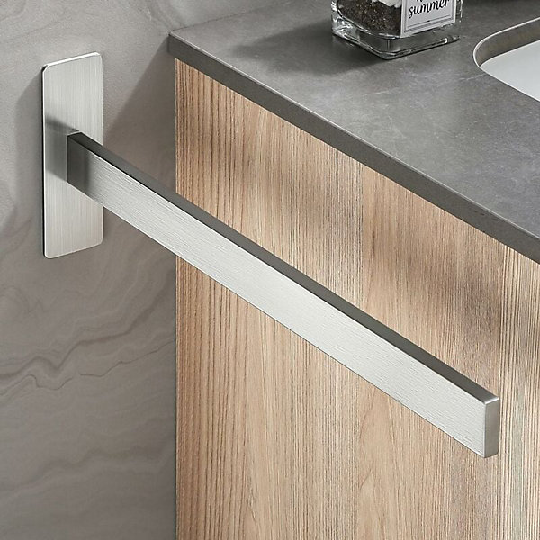 BASHLWUA Porte-serviettes sans perçage Bras unique en acier inoxydable 304 brossé Porte-serviettes salle de bain mural auto-adhési