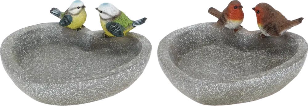 FUGLEBAD GARDENLIFE HJERTEFORMET MED 2 FUGLER PLAST 21,7X21,2X9,7 CM
