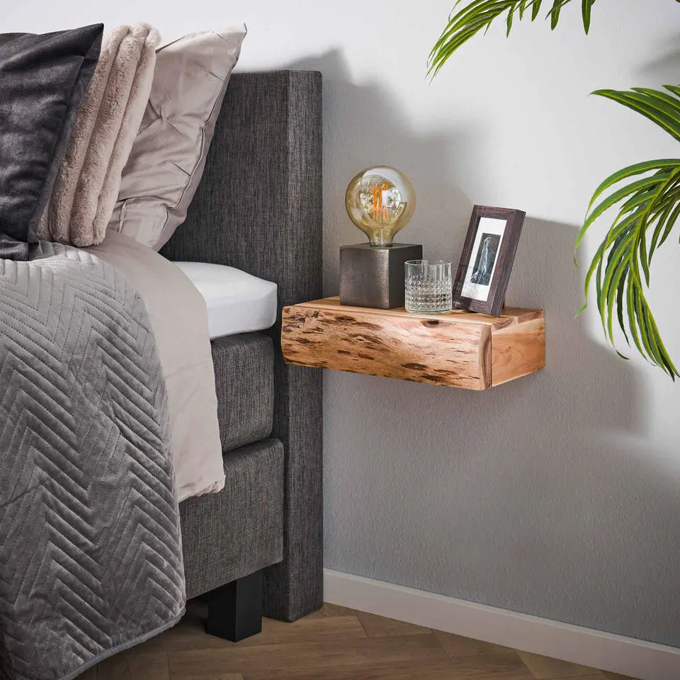 Zwevend Nachtkastje Set van 2 - Acaciahout - 1 Lade