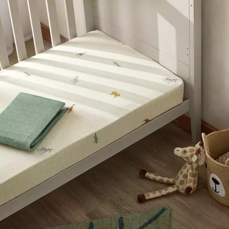 Habitat Cotton Jersey Safari Twin Nursery Fitted Sheet-Moses