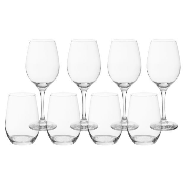 JOGO TAÇAS VINHO 385 ML COPO LONG DRINK 460 ML 8 PEÇAS LAUREN