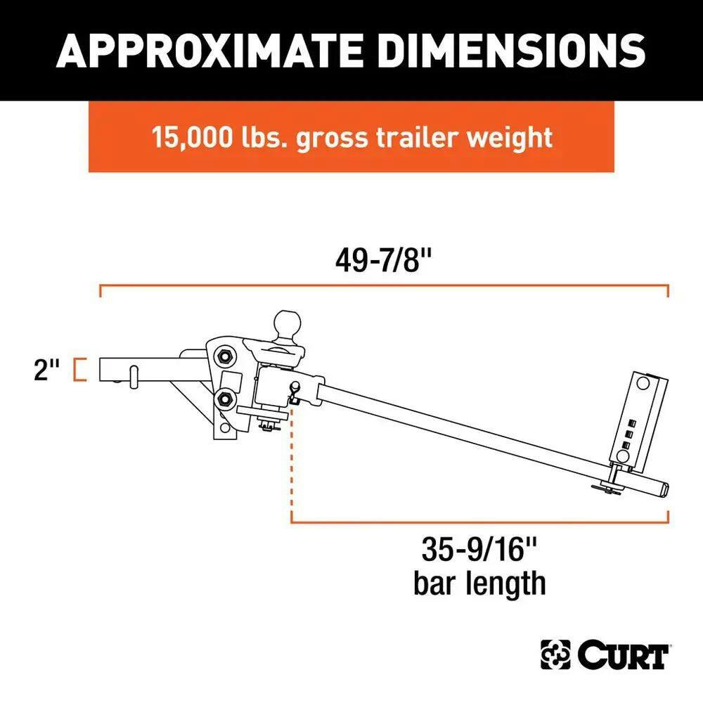 CURT TruTrack Weight Distribution System (10-15K lb, 35-9/16-in)