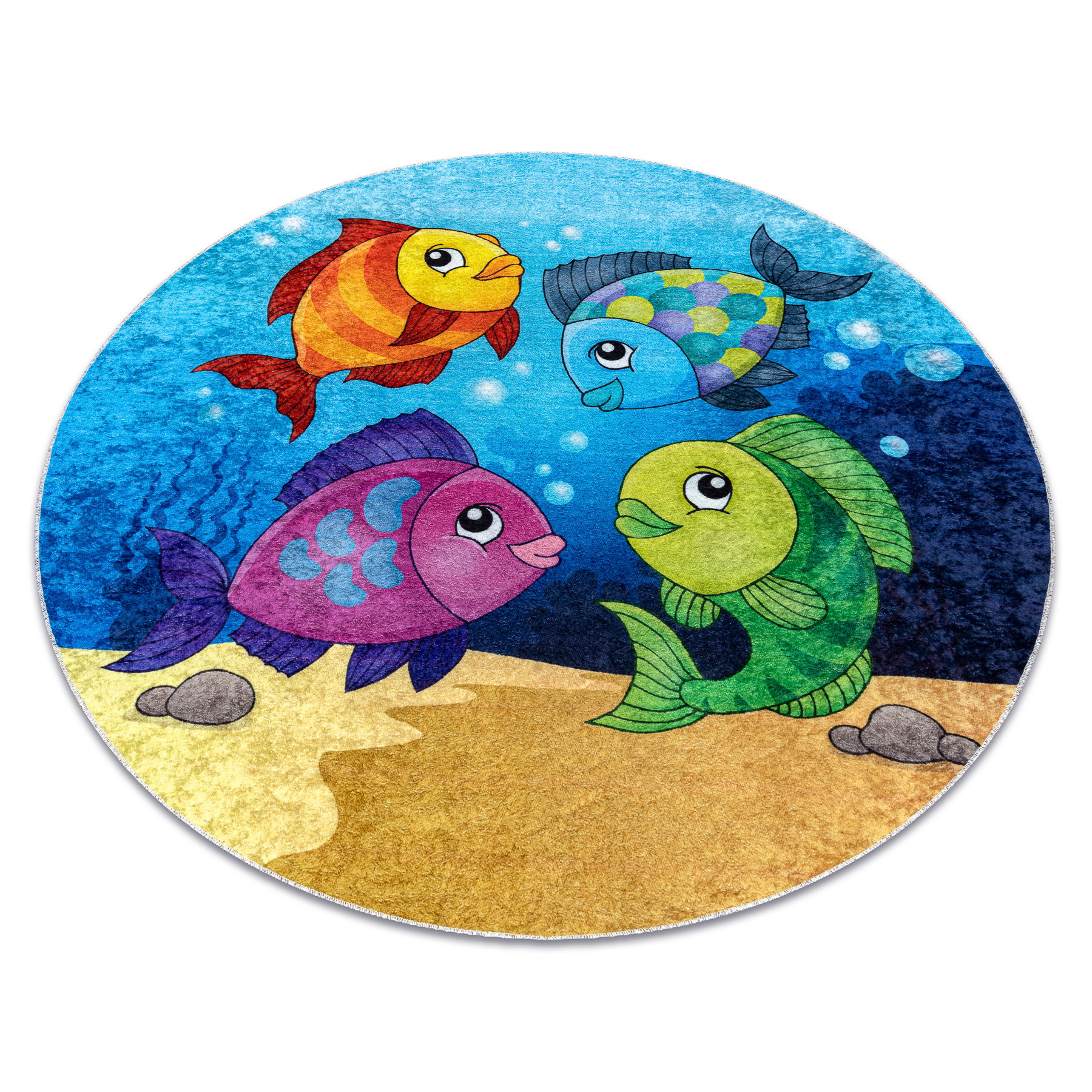 Dywan do prania JUNIOR 51594.801 Rybki, ocean dla dzieci, koło 80 cm