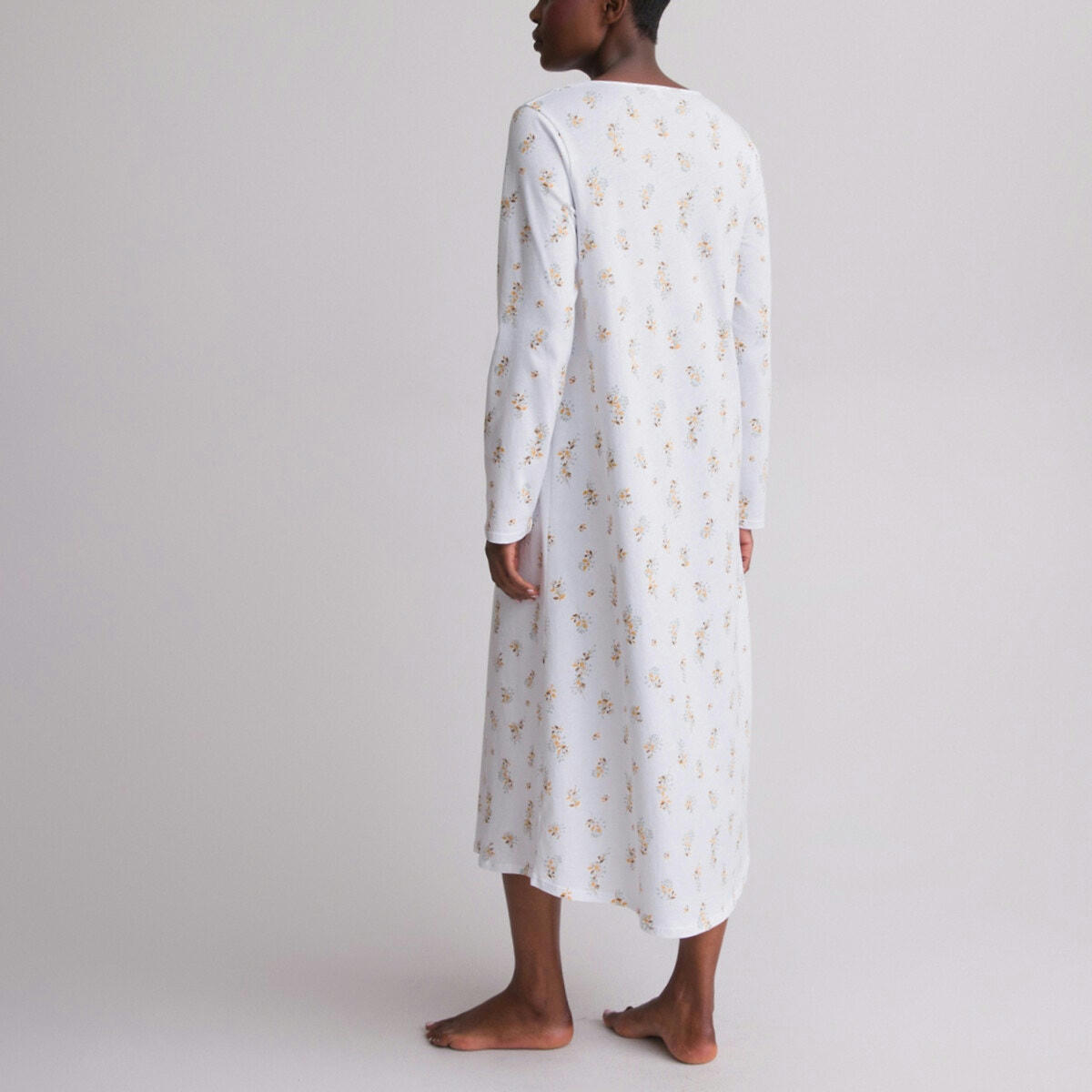 Chemise de nuit, imprimé fleurs, manches longues