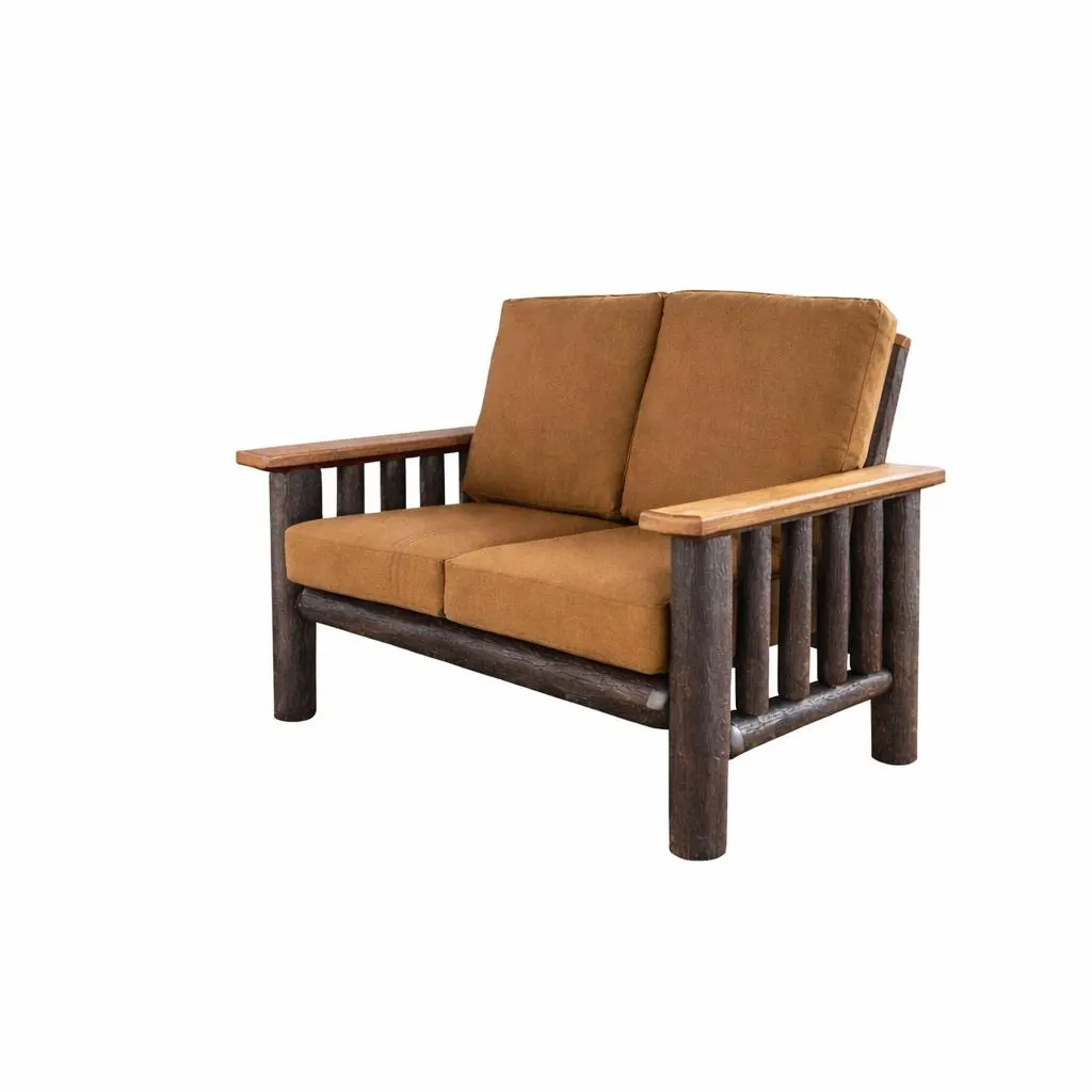 Amish Handcrafted Log Loveseat – Rustic Outdoor Porch Furniture Couch
